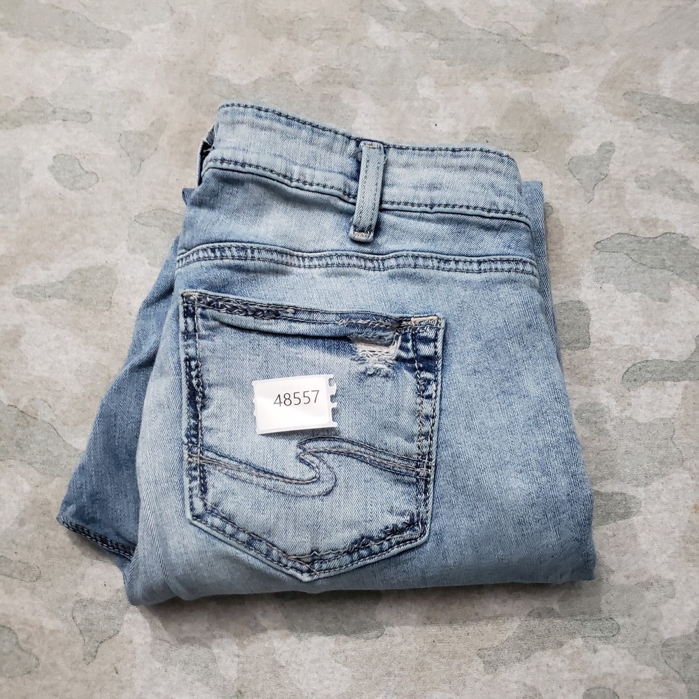 Silver Jeans Womens 32x31 Blue Elyse Straight Denim Light Wash Stretch - Picture 10 of 10